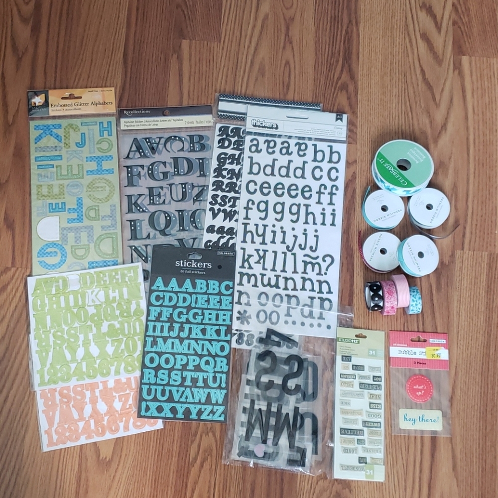 Stickers washi tape ribbon craft lot NEW 19 pc set